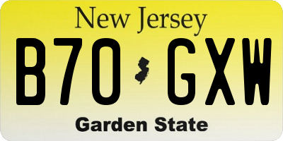 NJ license plate B70GXW