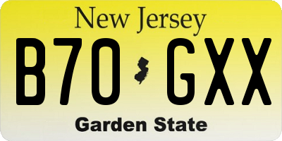NJ license plate B70GXX