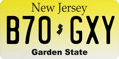 NJ license plate B70GXY