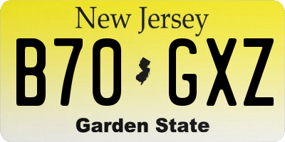 NJ license plate B70GXZ
