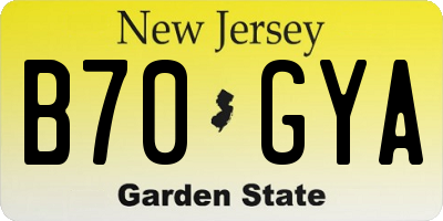 NJ license plate B70GYA