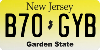 NJ license plate B70GYB