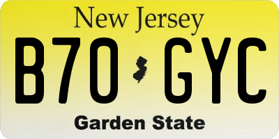 NJ license plate B70GYC
