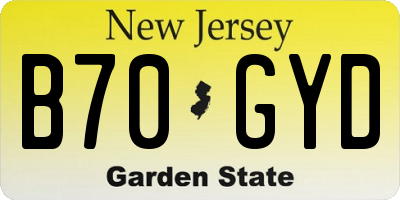 NJ license plate B70GYD