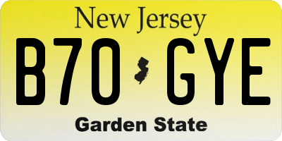 NJ license plate B70GYE