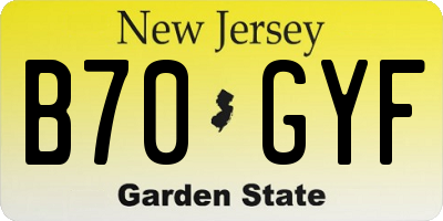 NJ license plate B70GYF