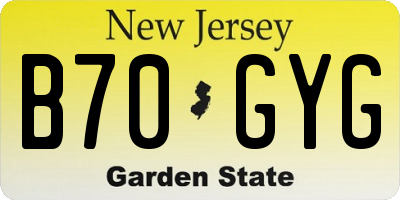 NJ license plate B70GYG