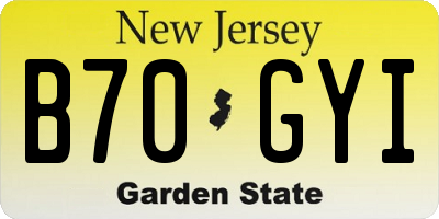 NJ license plate B70GYI