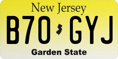 NJ license plate B70GYJ