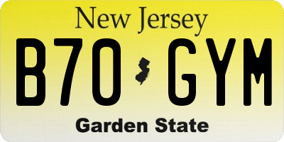 NJ license plate B70GYM