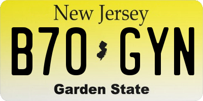 NJ license plate B70GYN
