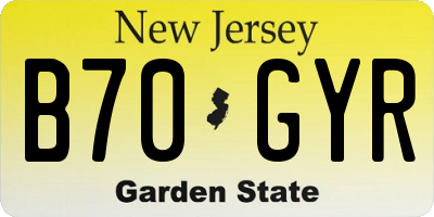 NJ license plate B70GYR