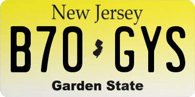 NJ license plate B70GYS