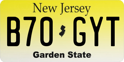 NJ license plate B70GYT