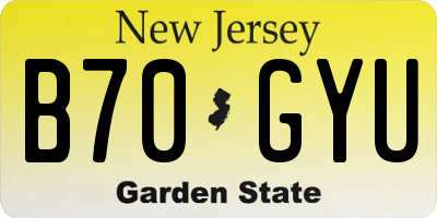 NJ license plate B70GYU