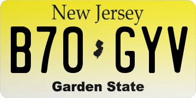 NJ license plate B70GYV
