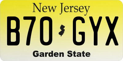 NJ license plate B70GYX
