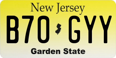 NJ license plate B70GYY