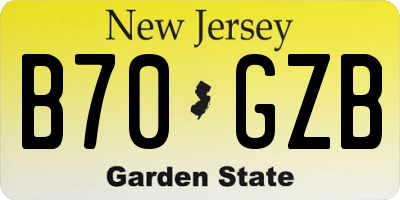 NJ license plate B70GZB