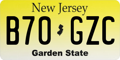 NJ license plate B70GZC