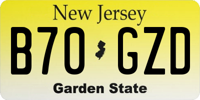 NJ license plate B70GZD