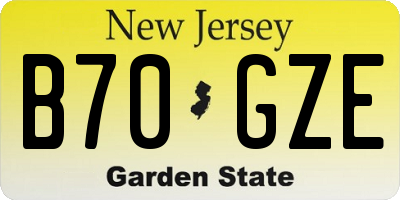 NJ license plate B70GZE