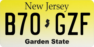 NJ license plate B70GZF