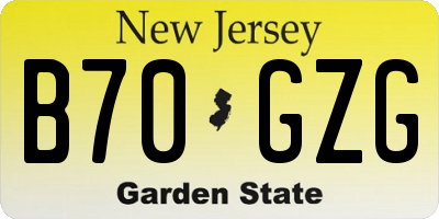 NJ license plate B70GZG