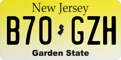 NJ license plate B70GZH