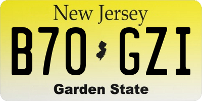 NJ license plate B70GZI