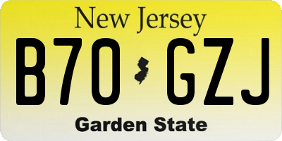 NJ license plate B70GZJ