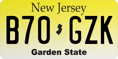 NJ license plate B70GZK