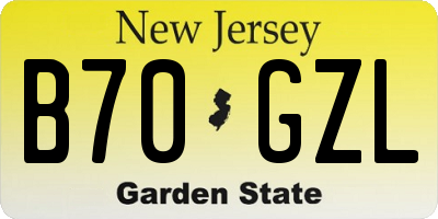 NJ license plate B70GZL