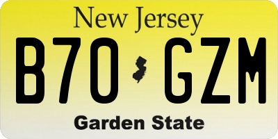 NJ license plate B70GZM