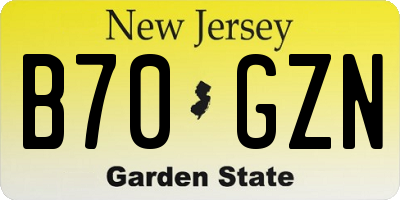 NJ license plate B70GZN