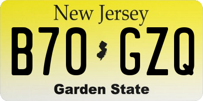 NJ license plate B70GZQ