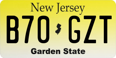 NJ license plate B70GZT