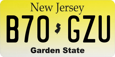NJ license plate B70GZU