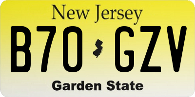 NJ license plate B70GZV
