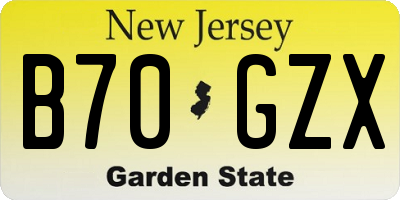 NJ license plate B70GZX