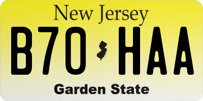 NJ license plate B70HAA