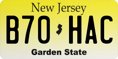NJ license plate B70HAC