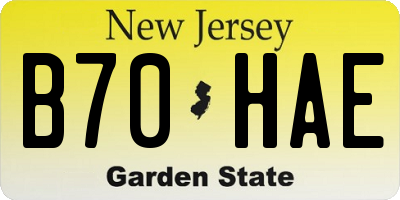NJ license plate B70HAE