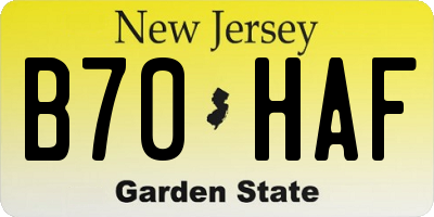 NJ license plate B70HAF