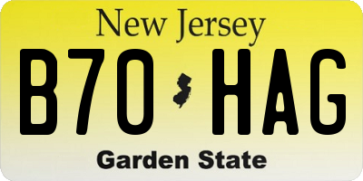 NJ license plate B70HAG
