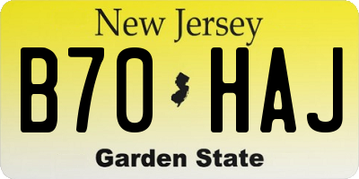 NJ license plate B70HAJ