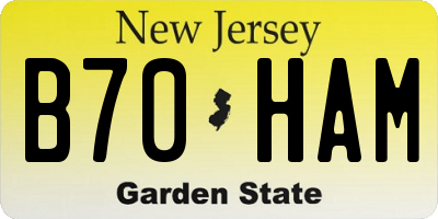 NJ license plate B70HAM