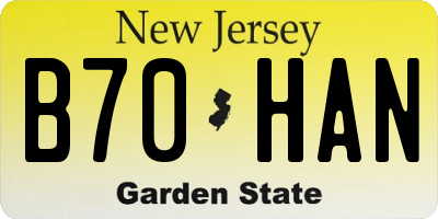NJ license plate B70HAN