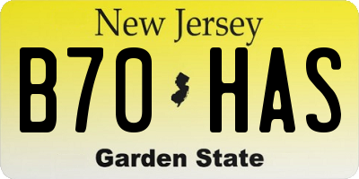 NJ license plate B70HAS