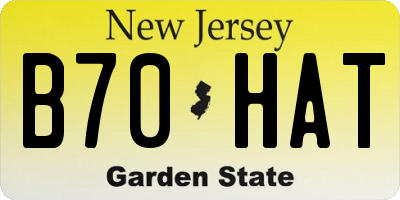 NJ license plate B70HAT